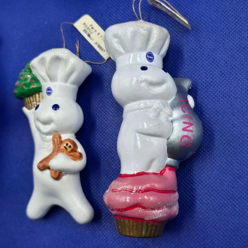 Vintage 2000s Pillsbury Doughboy Christmas Ornament Lot 11pc Holiday‎ Light up